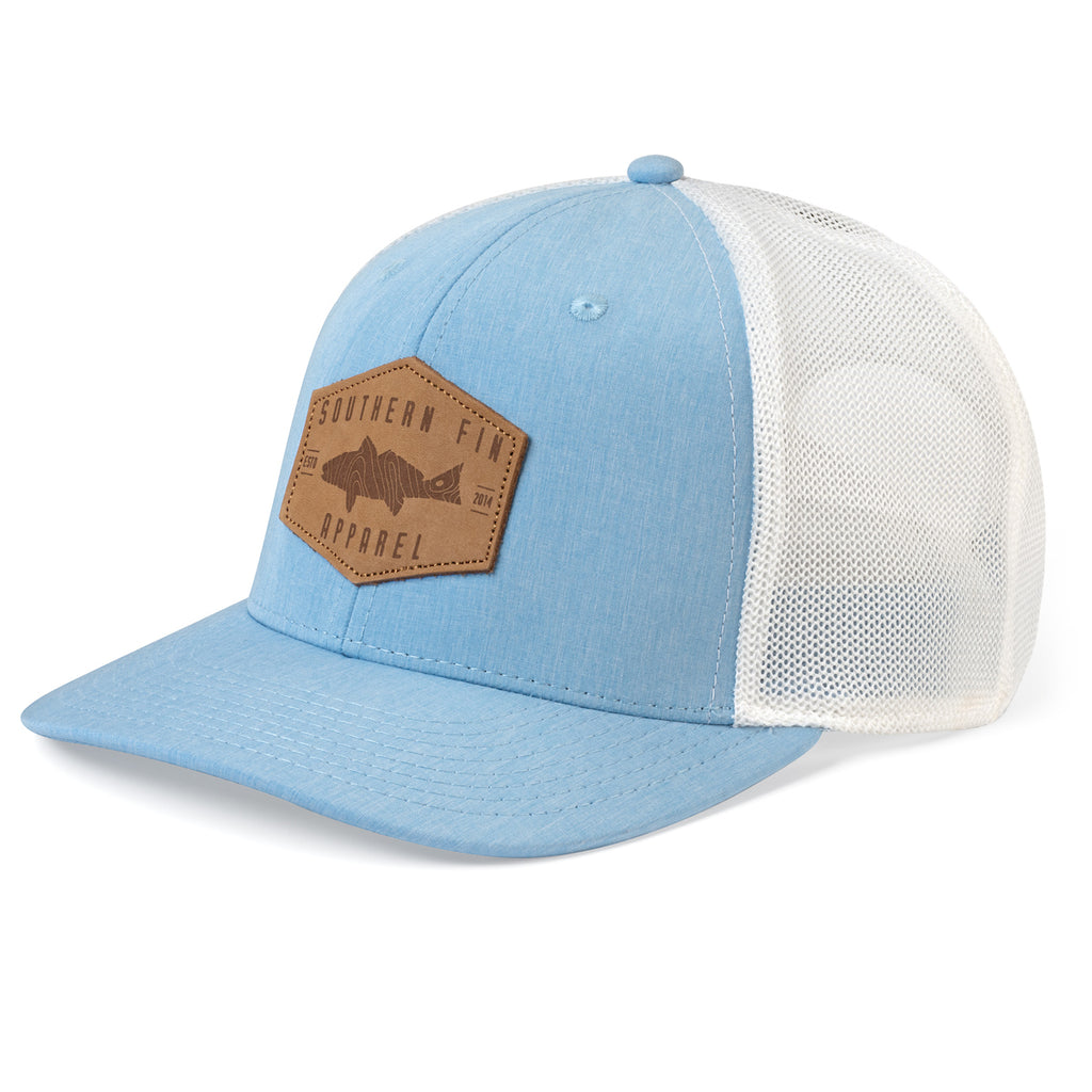 Leather Patch Logo - Trucker Hat, Blue/White