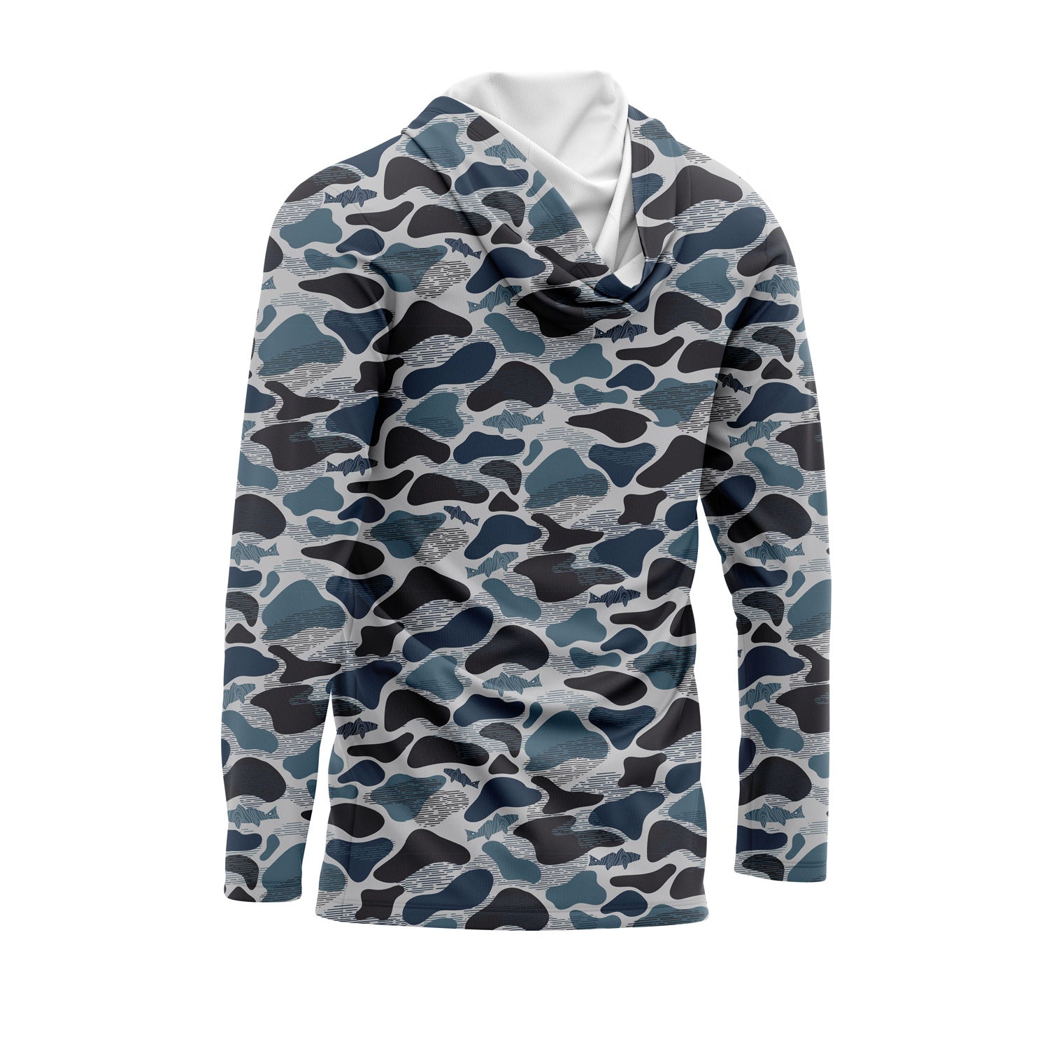Performance Fishing Hoodie Shirt UPF 50+ (Blue Camo), L